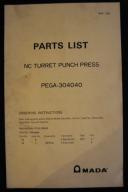 Amada PEGA-304040 Parts List NC Turret Punch Press